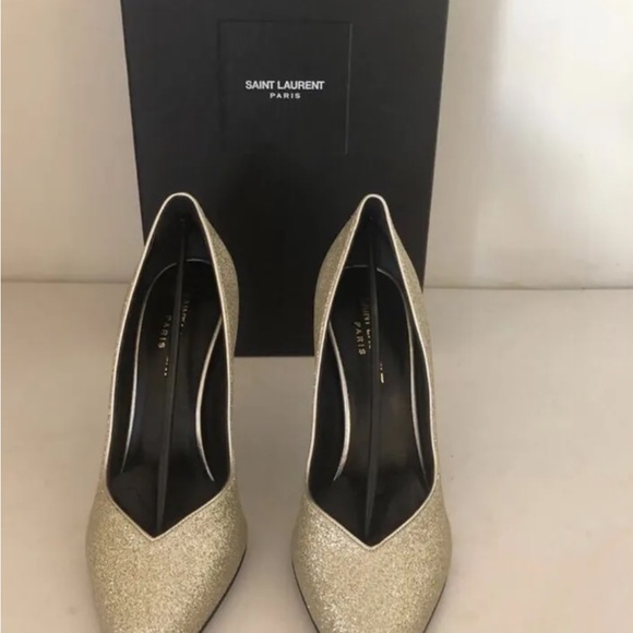 Saint Laurent YSL Paris 105 Brightness Pumps Shoes Soft Gold 40 NIB